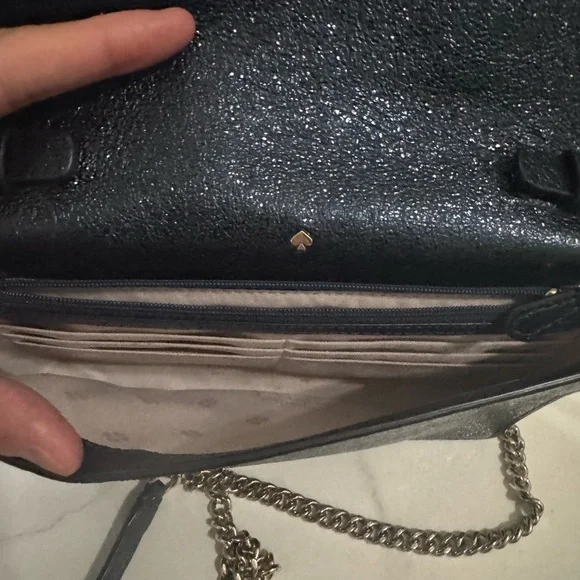 Kate Spade New York Spencer Metallic Navy Gold Chain Crossbody - Picture 5 of 7